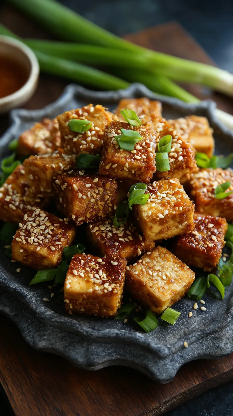 Golden crispy baked sesame tofu with perfect texture
